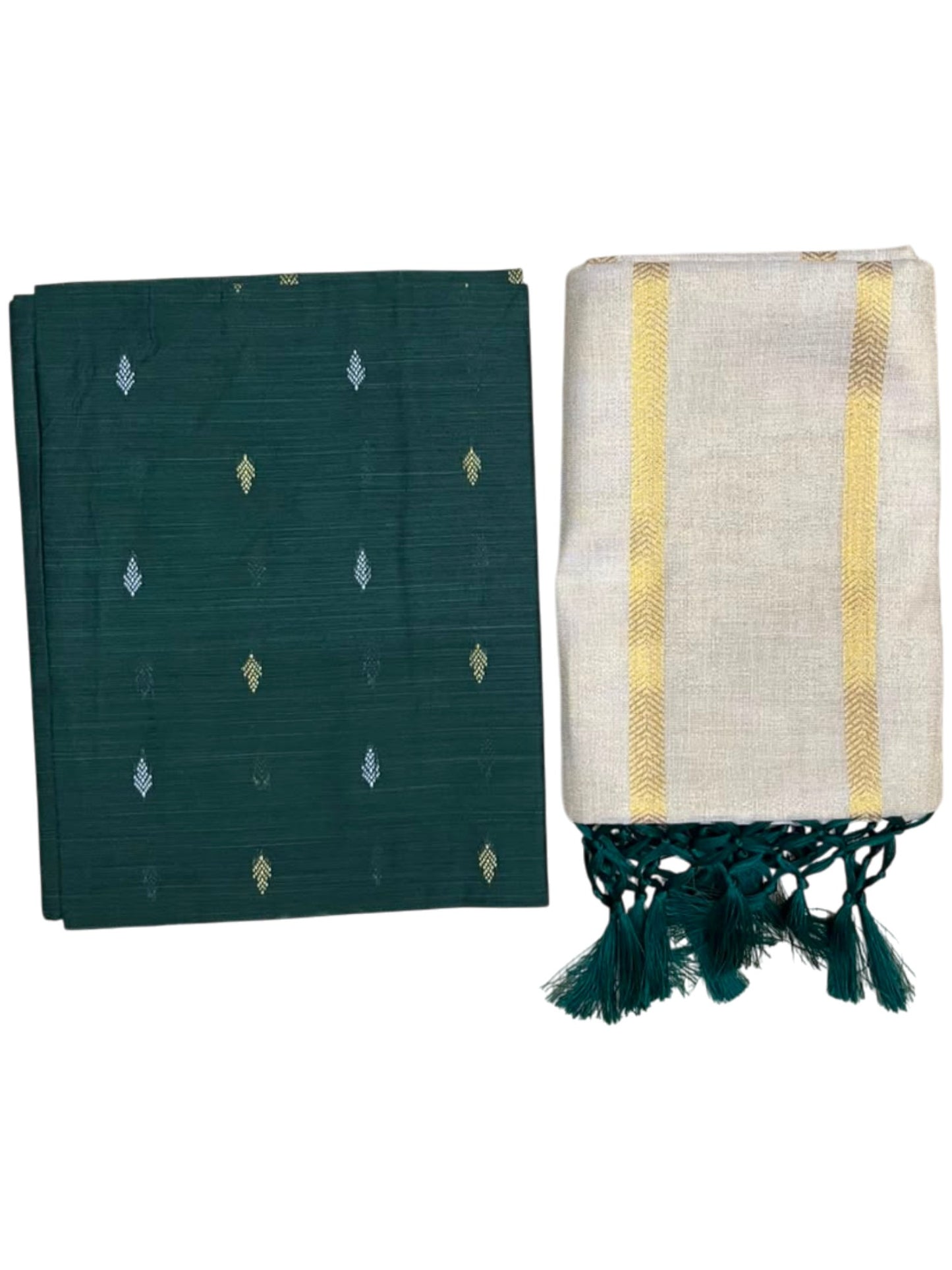 Southloom Semi Stitched Tissue Dhavani Set with Pavada and Green Blouse Piece