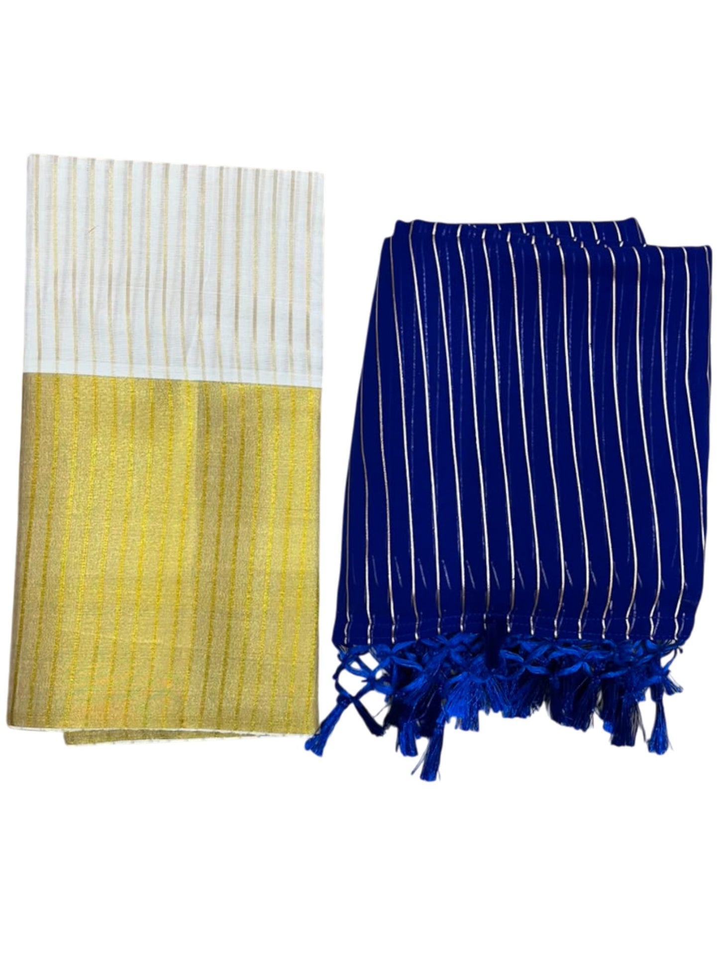 Southloom Semi Stitched Cotton Stripes Dhavani Set with Pavada and Blouse Piece