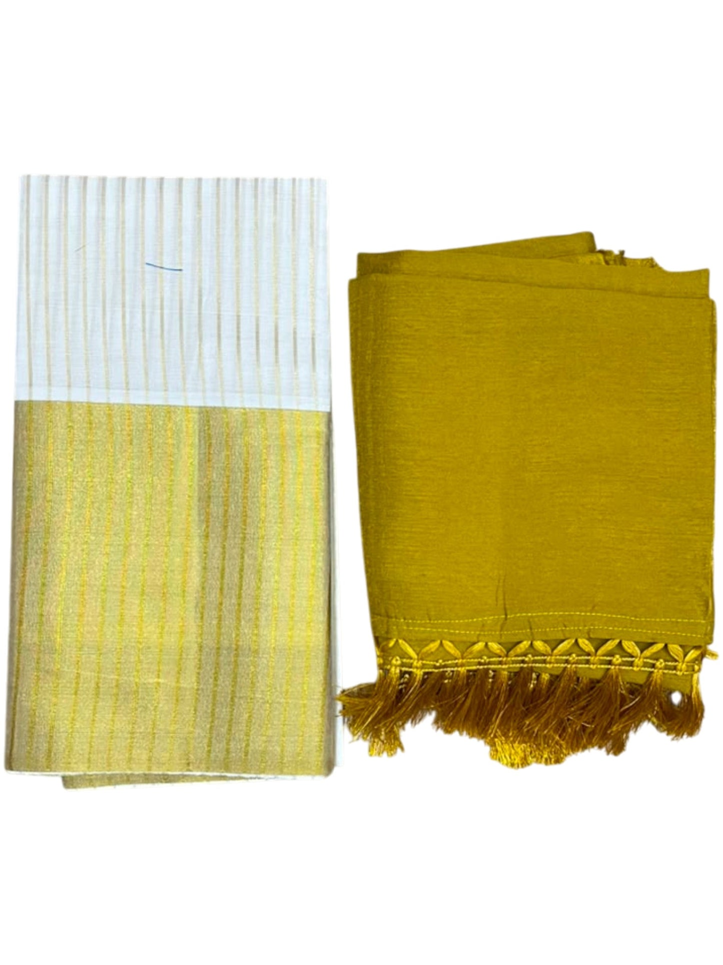 Southloom Semi Stitched Cotton Stripes Dhavani Set with Pavada and Blouse Piece