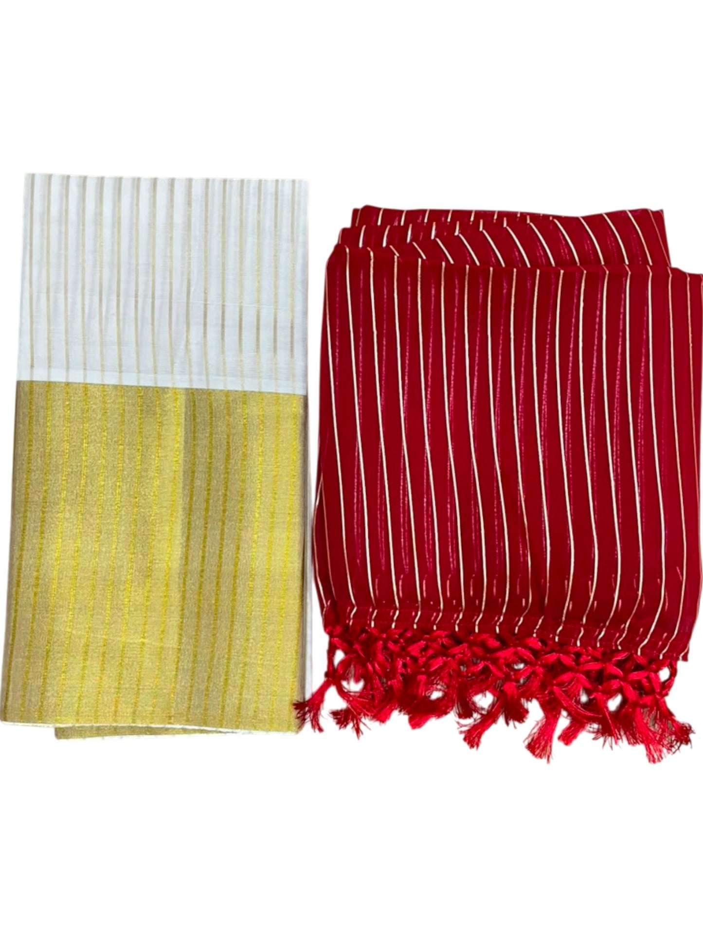 Southloom Semi Stitched Cotton Stripes Dhavani Set with Pavada and Blouse Piece
