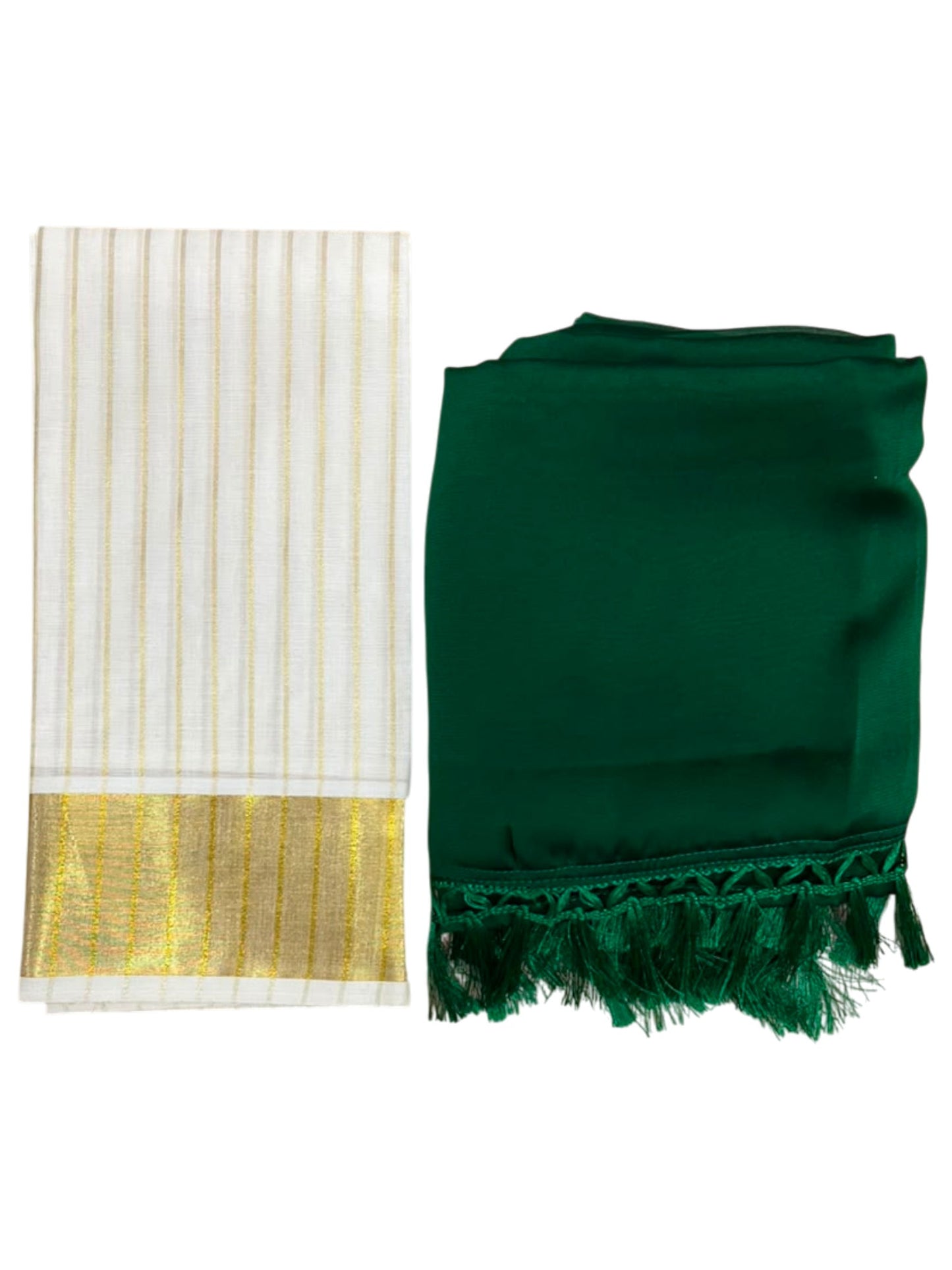 Southloom Semi Stitched Cotton Stripes Dhavani Set with Pavada and Blouse Piece