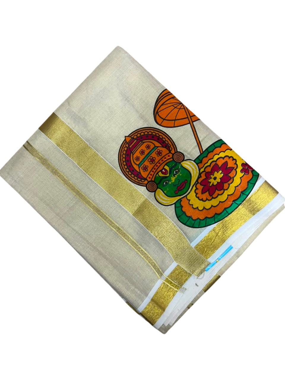 Southloom Kerala Tissue Kadhakali Digital Printed Double Mundu (South Indian Kerala Dhoti) SL567