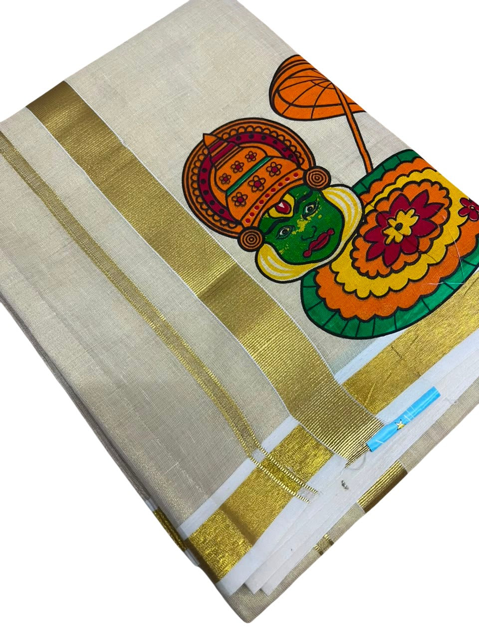 Southloom Kerala Tissue Kadhakali Digital Printed Double Mundu (South Indian Kerala Dhoti) SL567