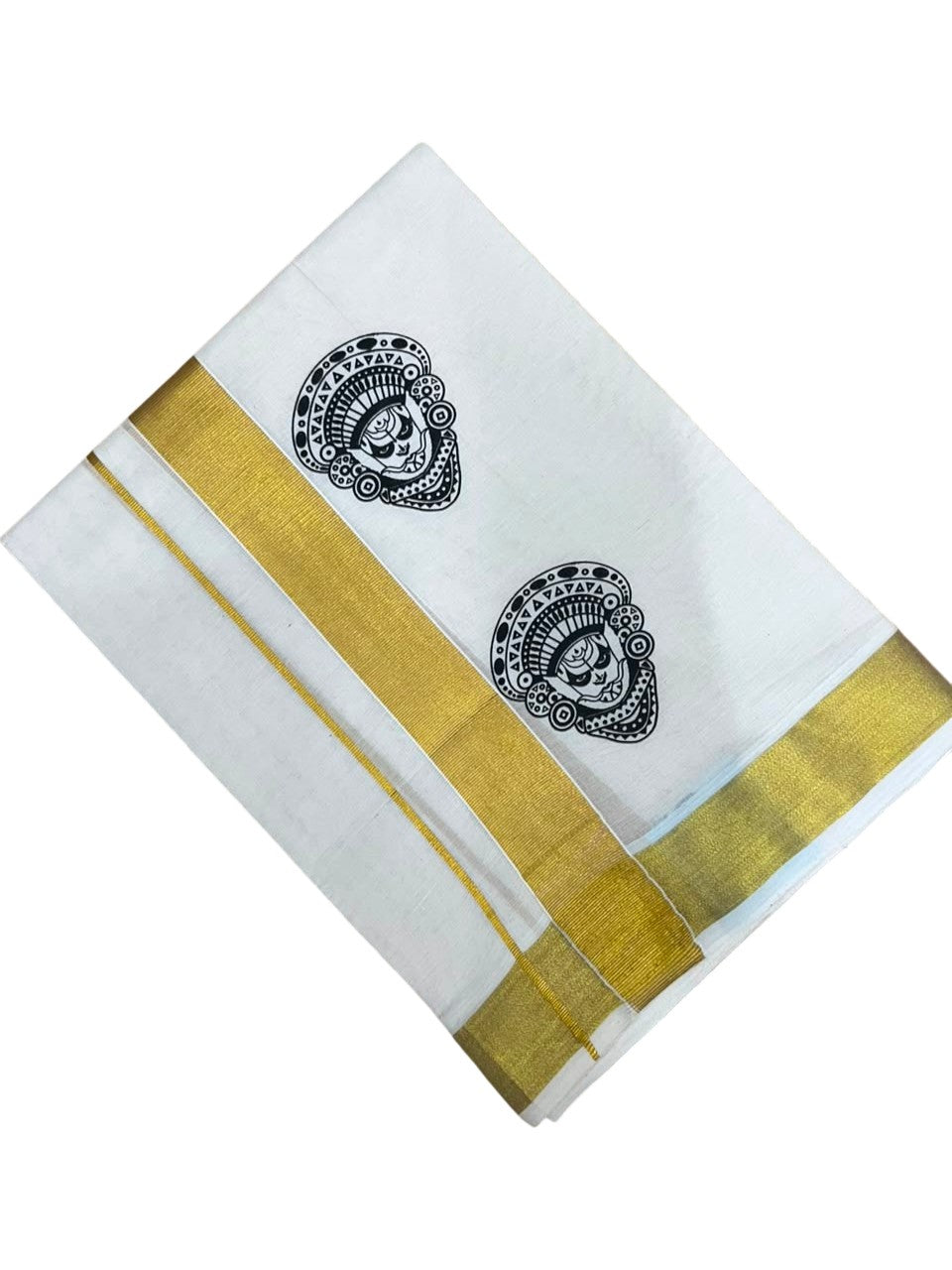 Southloom Kerala Cotton Theyyam Digital Printed Double Mundu (South Indian Kerala Dhoti) SL567