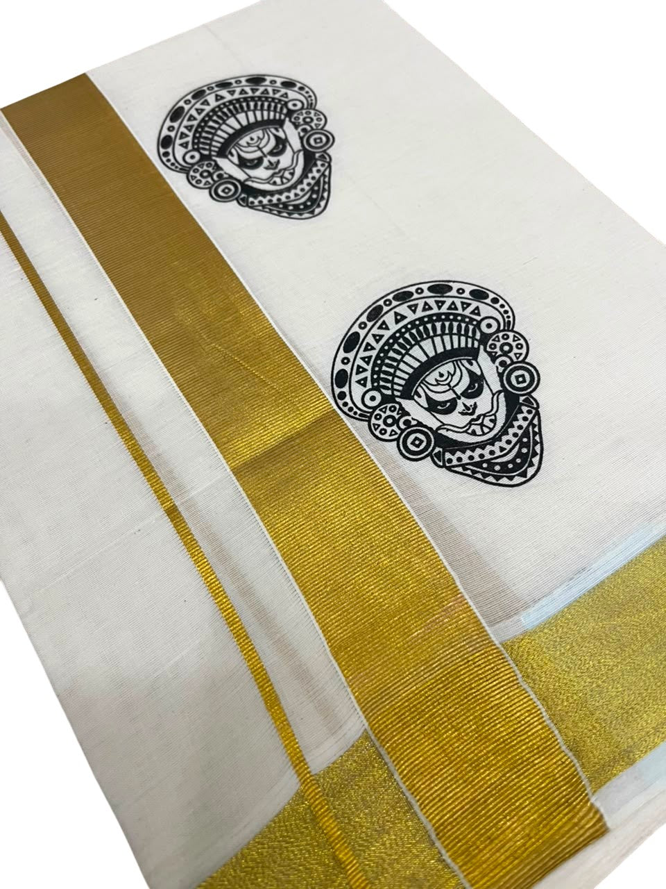 Southloom Kerala Cotton Theyyam Digital Printed Double Mundu (South Indian Kerala Dhoti) SL567