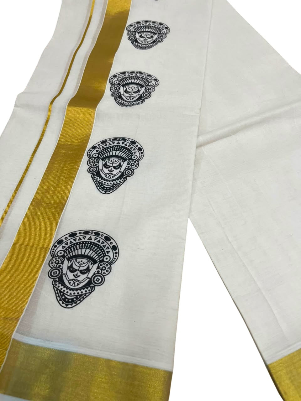 Southloom Kerala Cotton Theyyam Digital Printed Double Mundu (South Indian Kerala Dhoti) SL567
