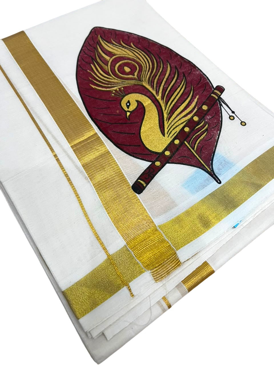 Southloom Kerala Cotton Mural Digital Printed Double Mundu (South Indian Kerala Dhoti) SL567
