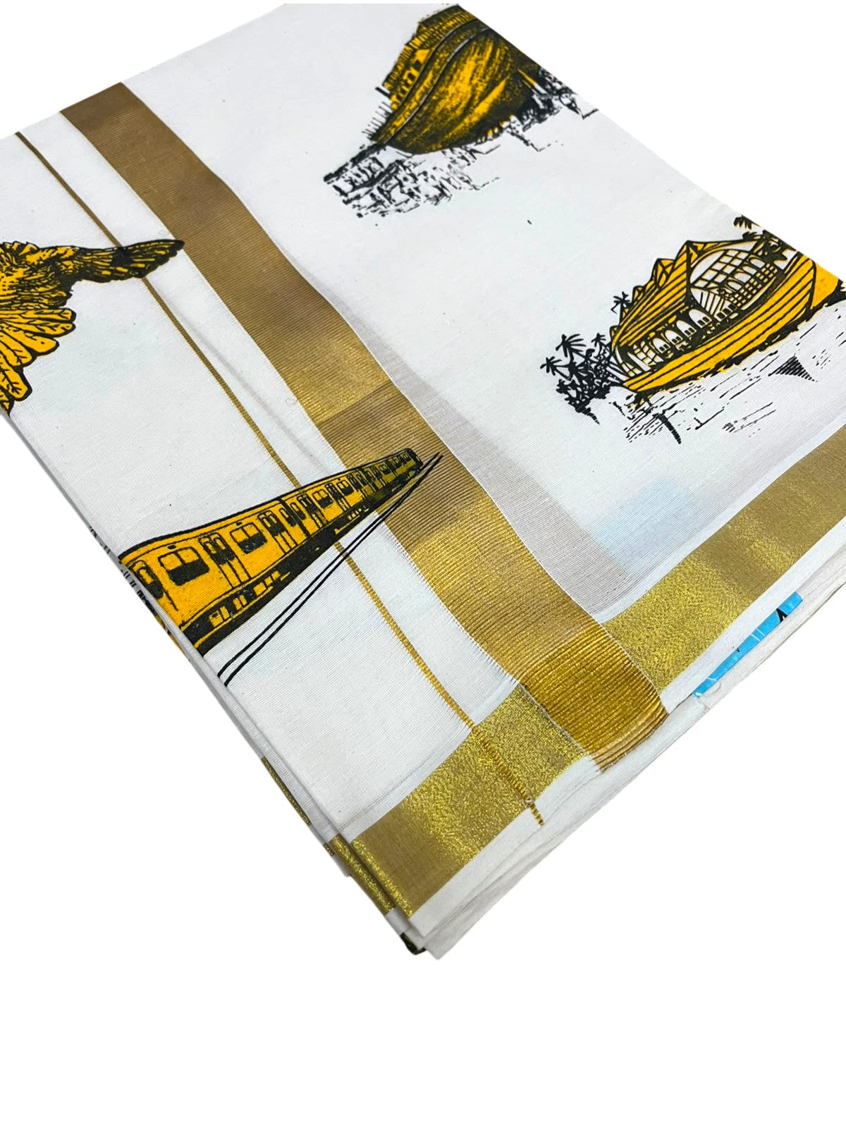 Southloom Kerala Cotton Onam Digital Printed Double Mundu (South Indian Kerala Dhoti) SL567
