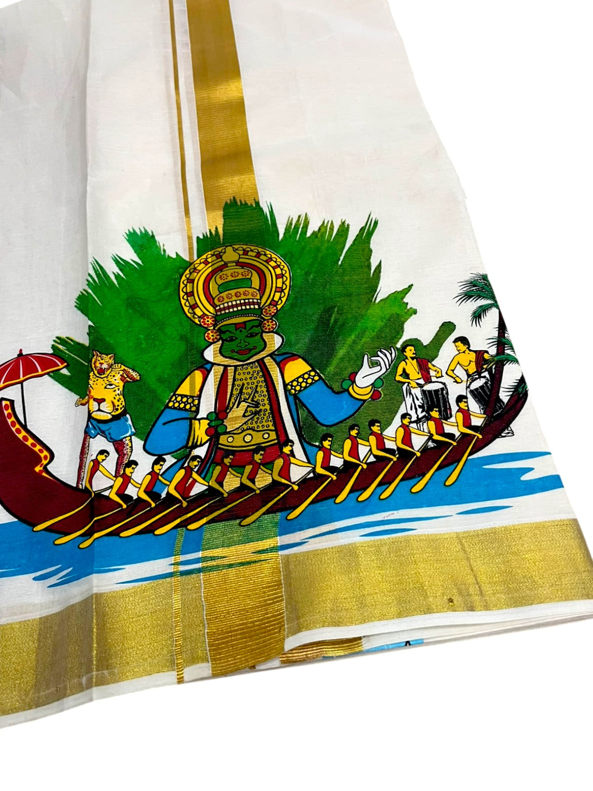 Southloom Kerala Cotton Kadhakali Digital Printed Double Mundu (South Indian Kerala Dhoti) SL567