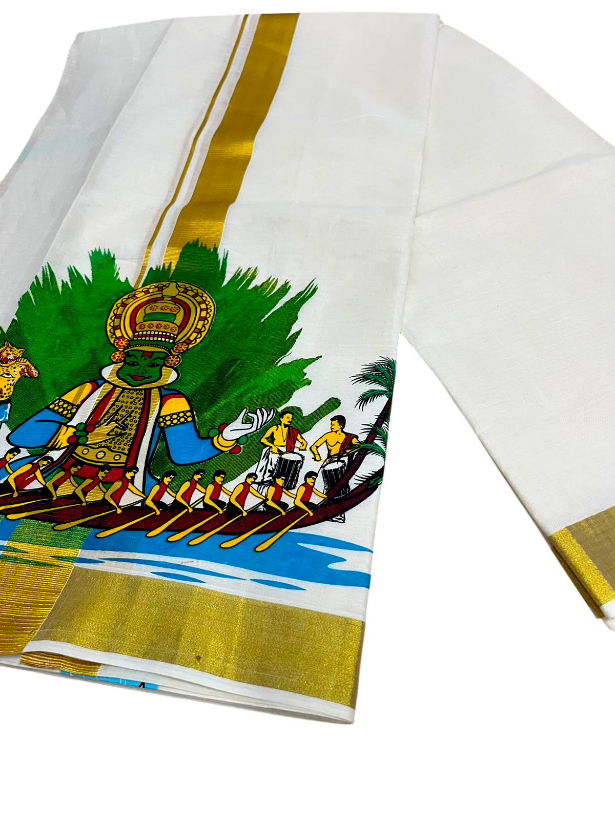 Southloom Kerala Cotton Kadhakali Digital Printed Double Mundu (South Indian Kerala Dhoti) SL567