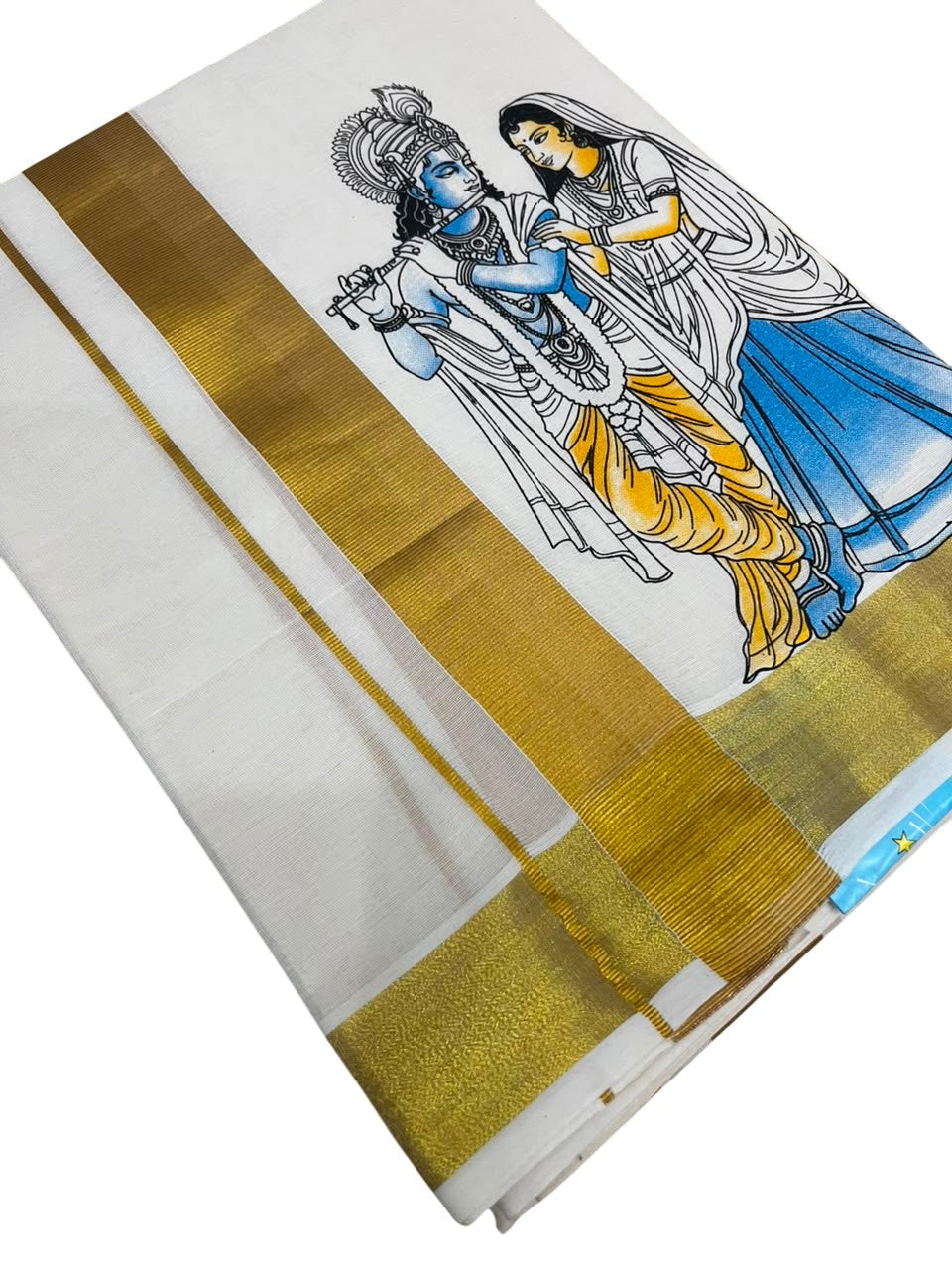 Southloom Kerala Cotton Mural Digital Printed Double Mundu (South Indian Kerala Dhoti) SL567