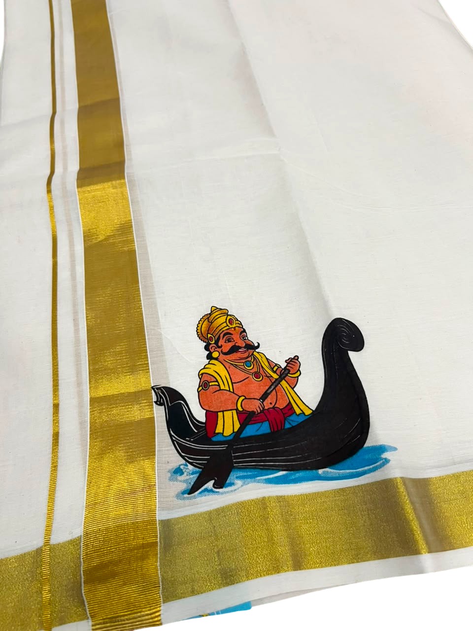 Southloom Kerala Cotton Mahabali Digital Printed Double Mundu (South Indian Kerala Dhoti) SL567