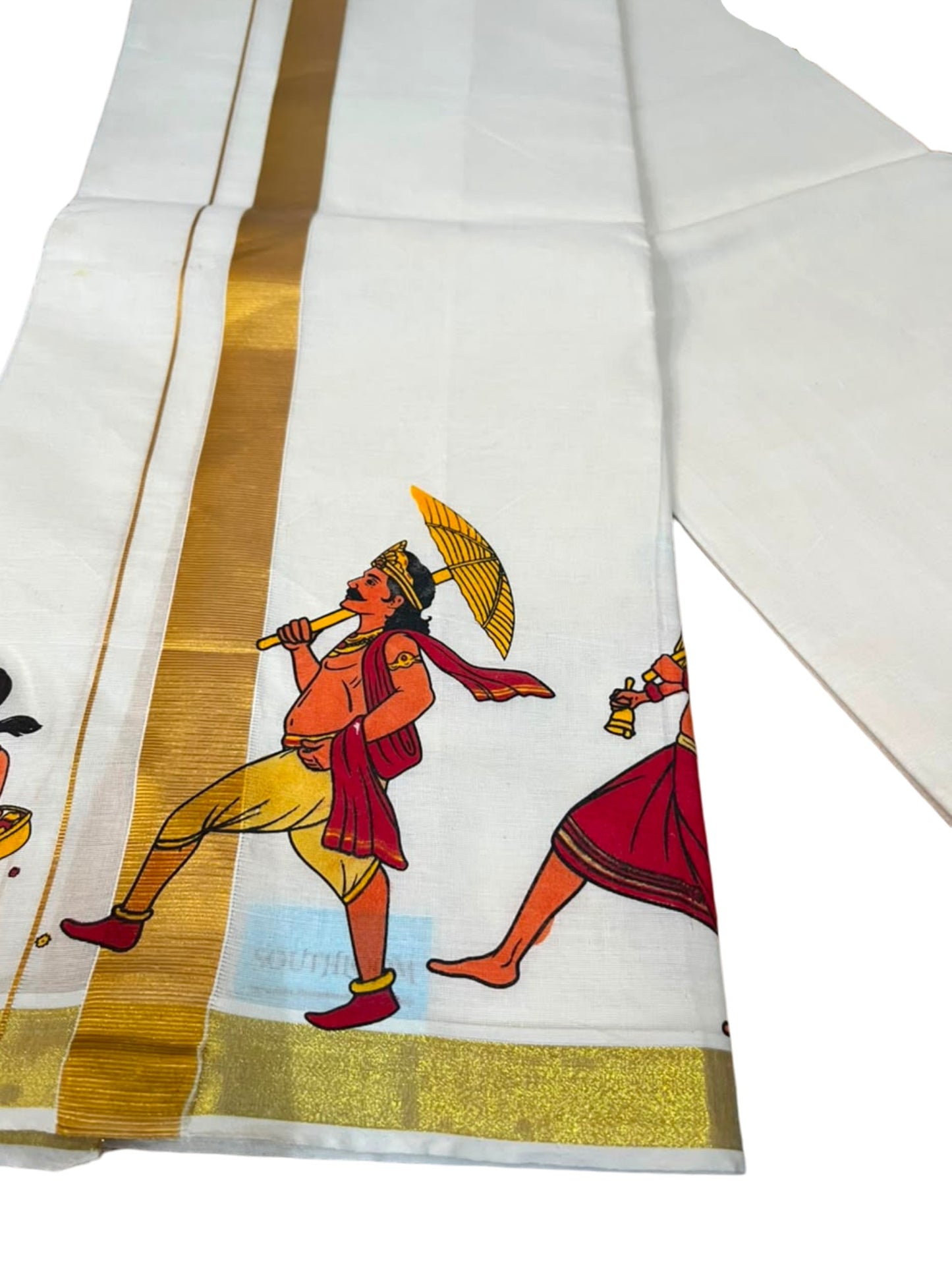 Southloom Kerala Cotton Mahabali Digital Printed Double Mundu (South Indian Kerala Dhoti) SL567