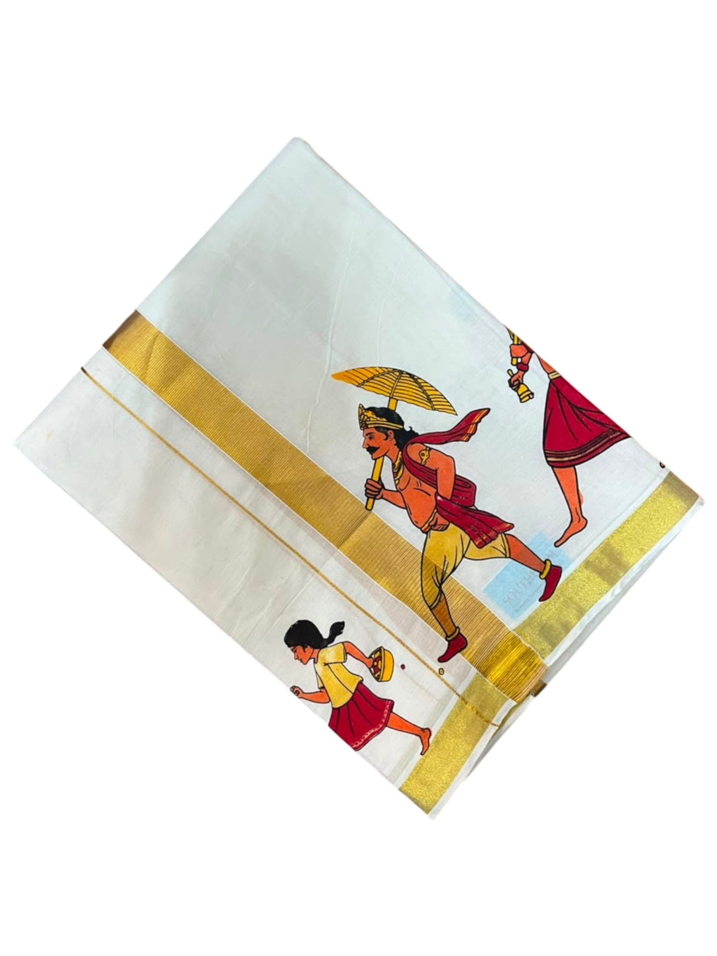 Southloom Kerala Cotton Mahabali Digital Printed Double Mundu (South Indian Kerala Dhoti) SL567