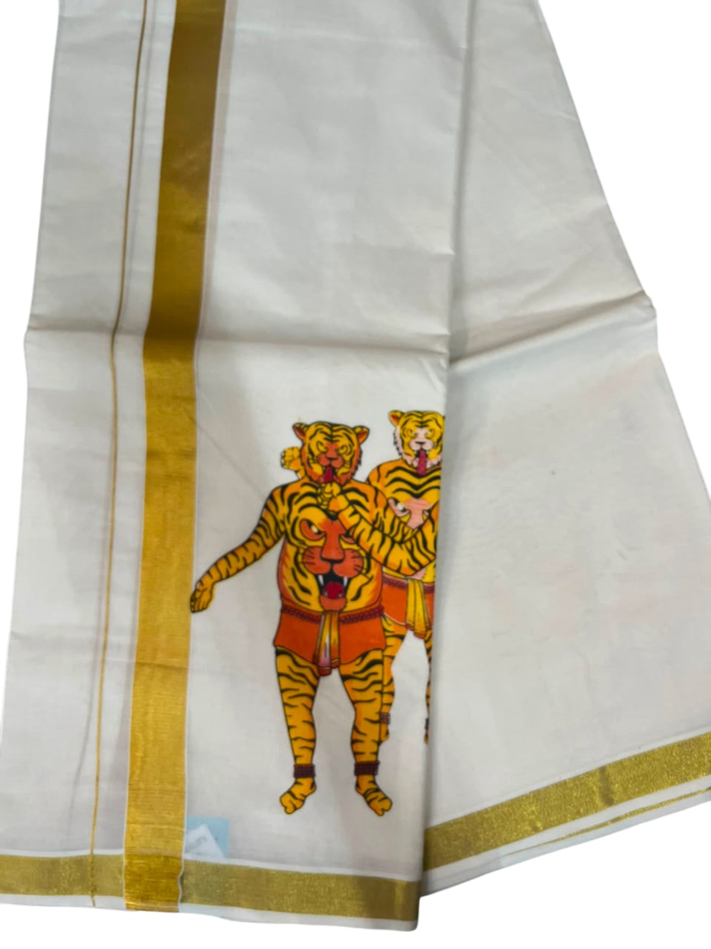 Southloom Kerala Cotton Digital Printed Double Mundu (South Indian Kerala Dhoti) SL567