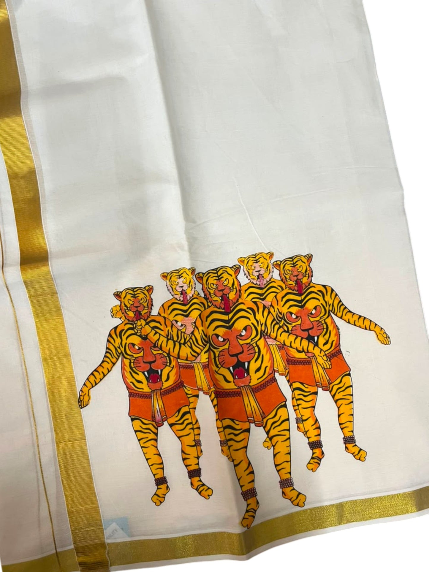 Southloom Kerala Cotton Digital Printed Double Mundu (South Indian Kerala Dhoti) SL567