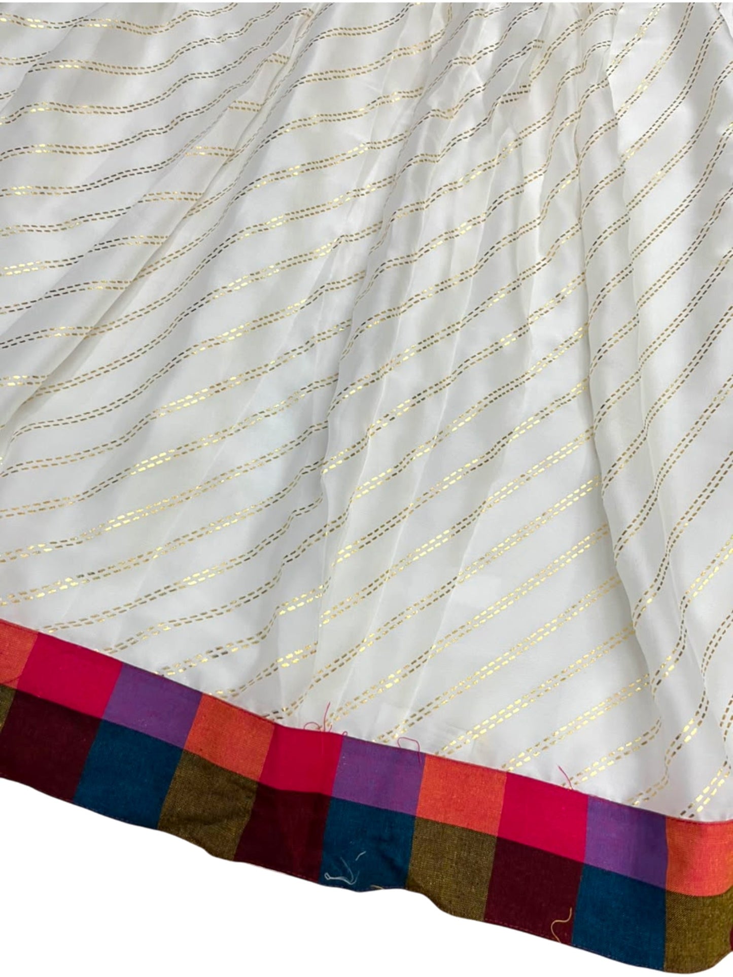Southloom Semi Stitched Madras Check Dhavani Set with Pavada and Blouse Piece SL556
