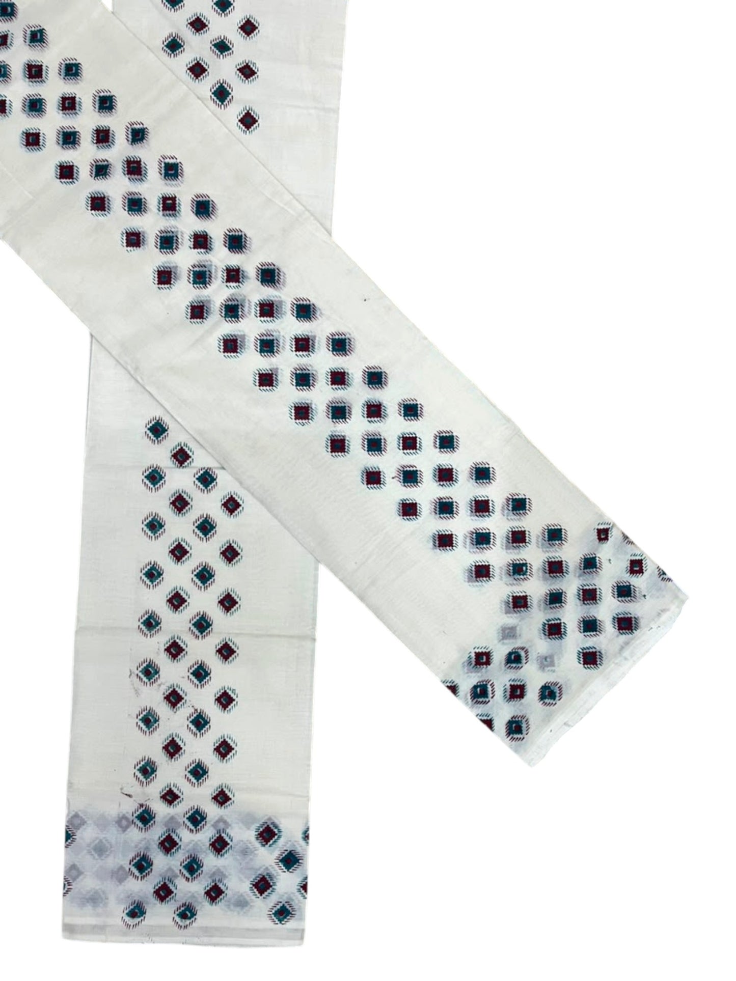 Kerala Pure Cotton Set Mundu Single (Mundum Neriyathum) with Digital Prints on Border in 2.80 Mtrs SL570