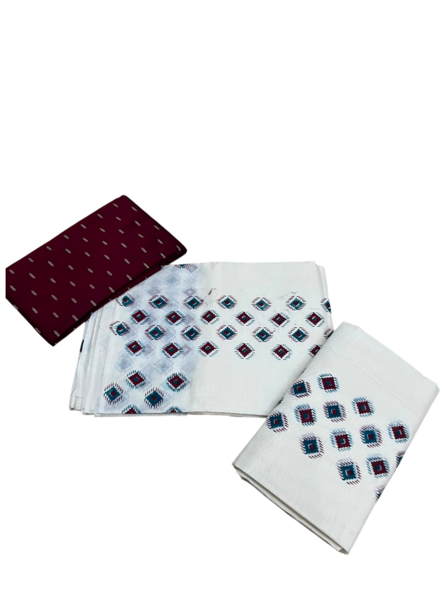 Kerala Pure Cotton Set Mundu Single (Mundum Neriyathum) with Digital Prints on Border in 2.80 Mtrs SL570