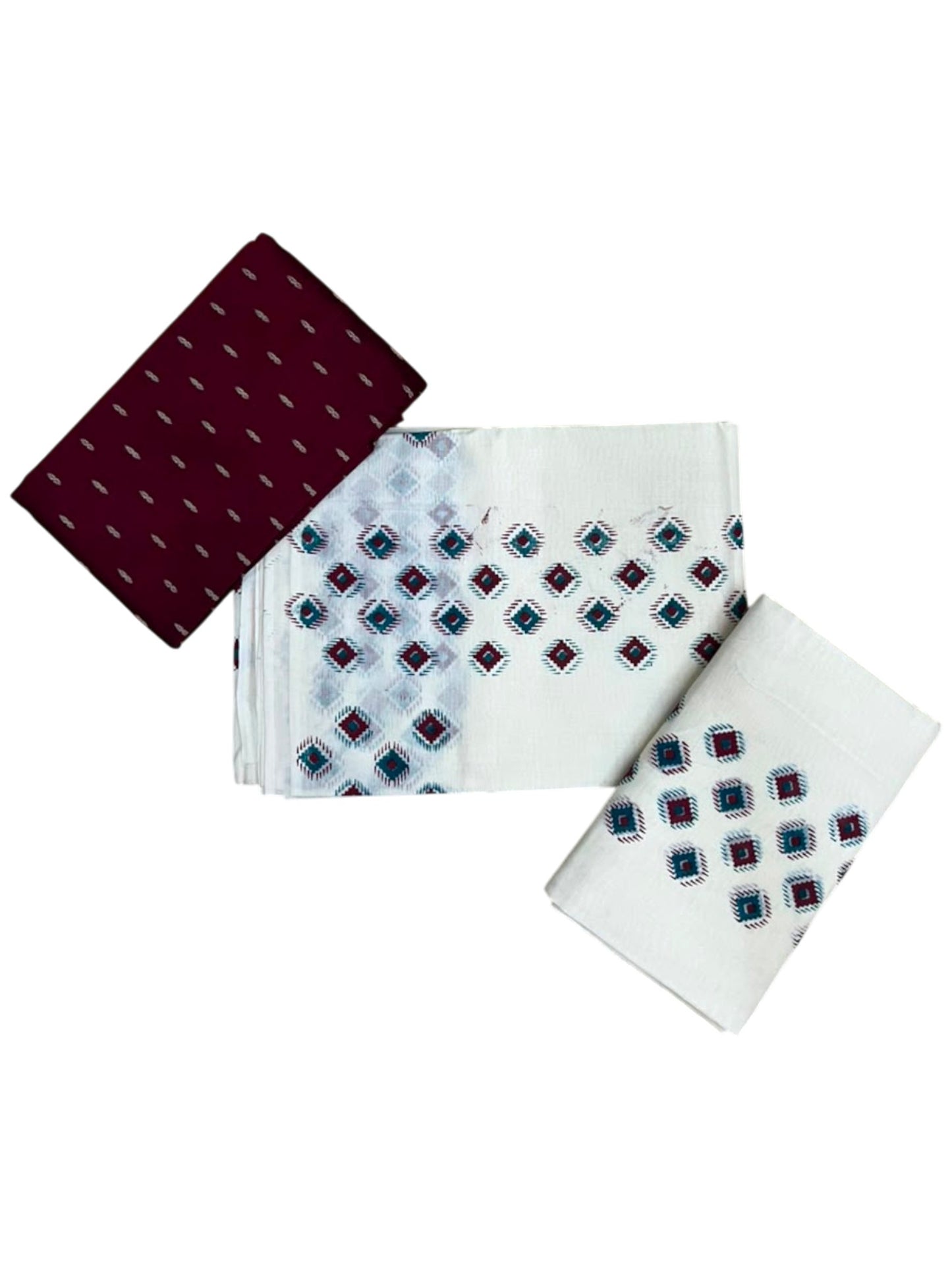 Kerala Pure Cotton Set Mundu Single (Mundum Neriyathum) with Digital Prints on Border in 2.80 Mtrs SL570
