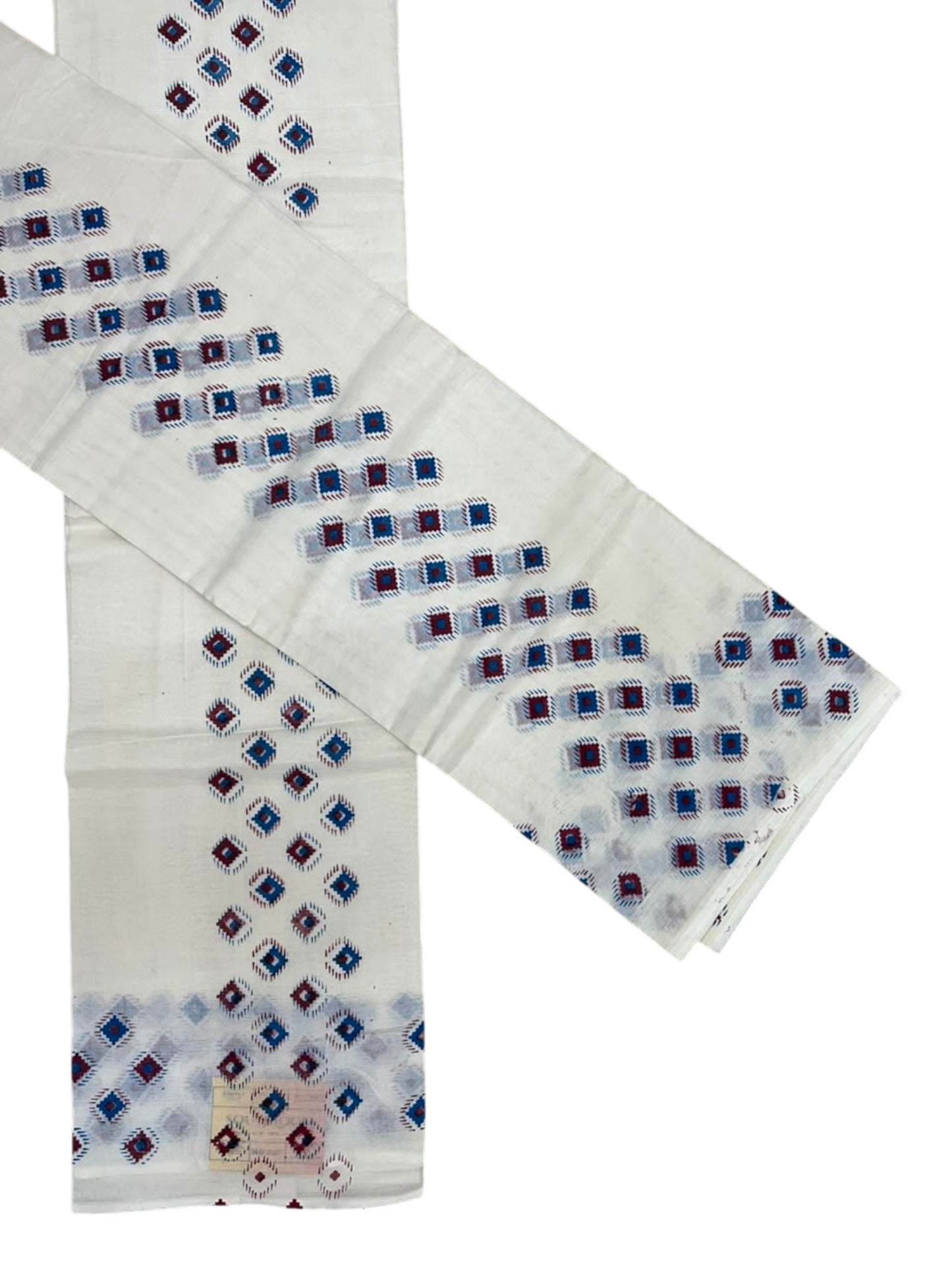Kerala Pure Cotton Set Mundu Single (Mundum Neriyathum) with Digital Prints on Border in 2.80 Mtrs SL570