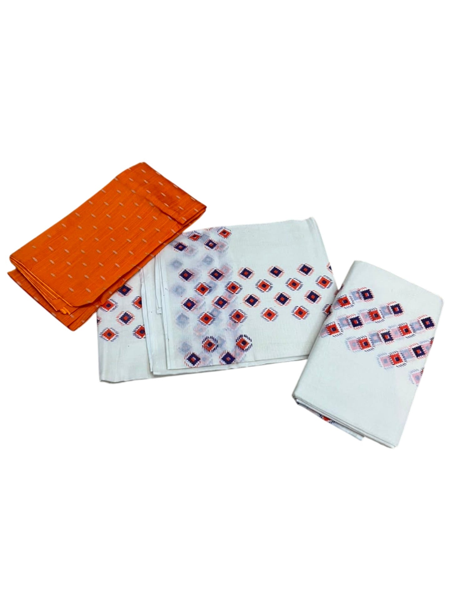 Kerala Pure Cotton Set Mundu Single (Mundum Neriyathum) with Digital Prints on Border in 2.80 Mtrs SL570