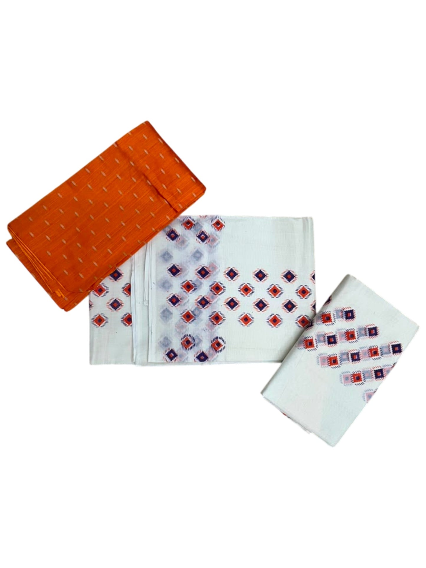 Kerala Pure Cotton Set Mundu Single (Mundum Neriyathum) with Digital Prints on Border in 2.80 Mtrs SL570