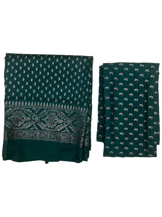 Southloom Semi UnStitched Dhavani Set with Pavada and Blouse Green Piece SL584