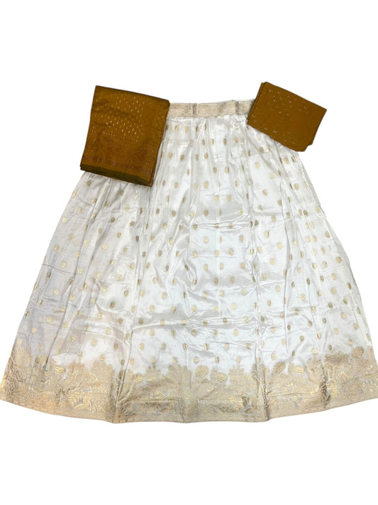 Southloom Semi UnStitched Dhavani Set with Pavada and Blouse Mustard Yellow Piece SL584