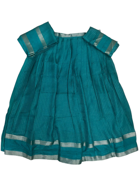 Kerala Southloom Semi UnStitched Dhavani Set with Pavada and Blouse In Peacock Green Piece SL585