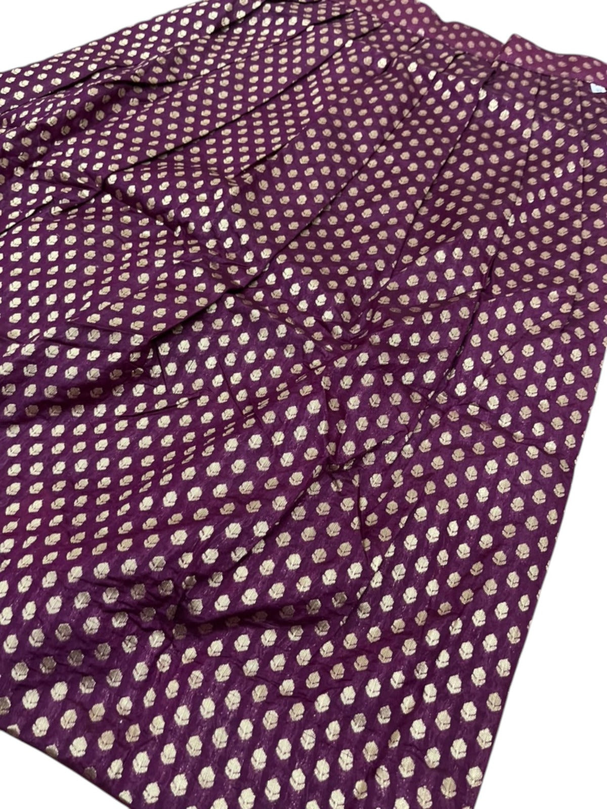 Southloom Kerala Cotton Kasavu Pavada Blouse In Purple for Kids