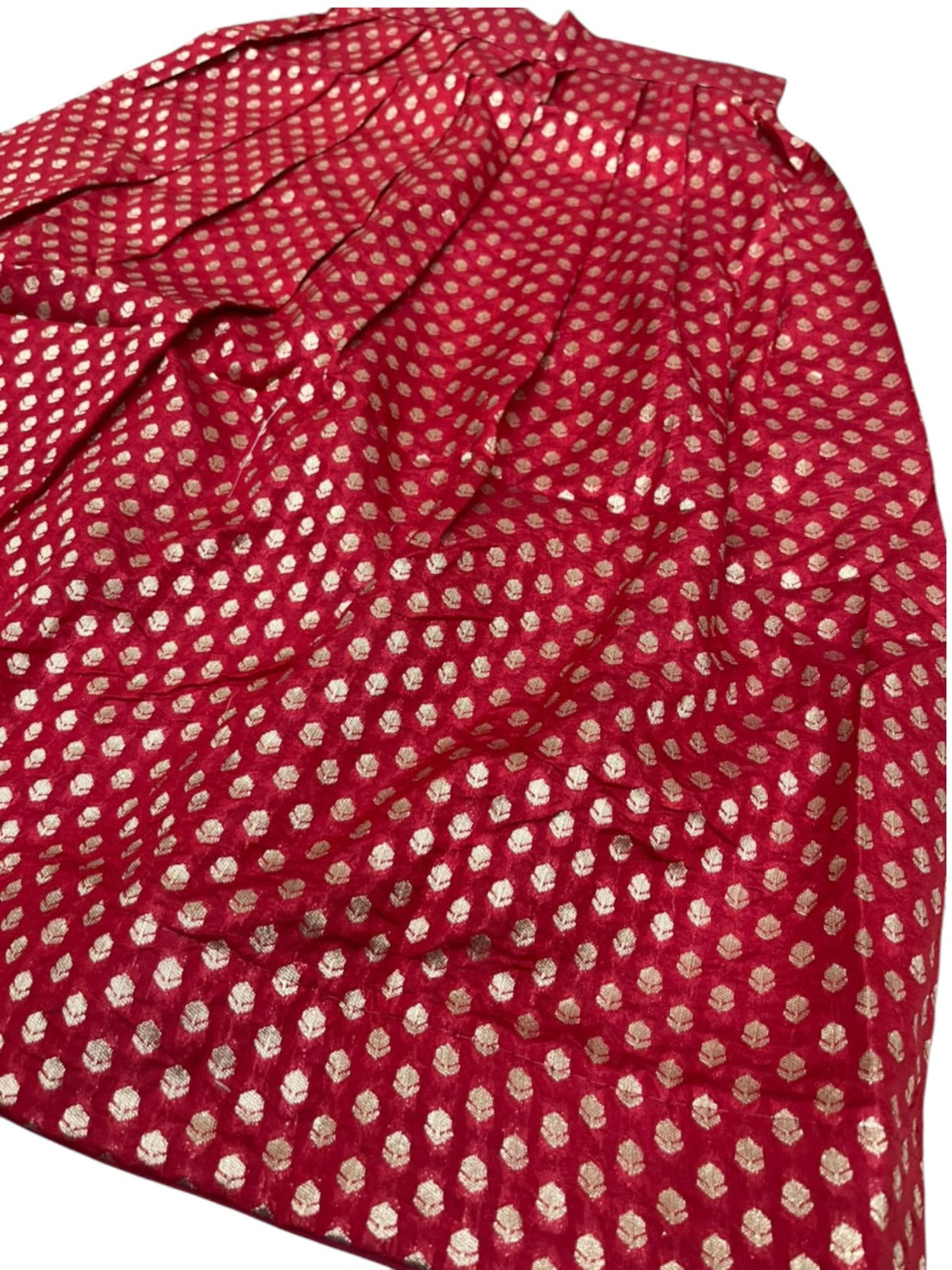Southloom Kerala Cotton Kasavu Pavada Blouse In Red for Kids