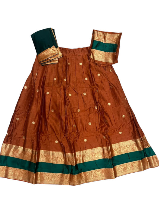 Kerala Southloom Semi UnStitched Kanchi Cotton Dhavani Set with Pavada and Blouse Piece SL585