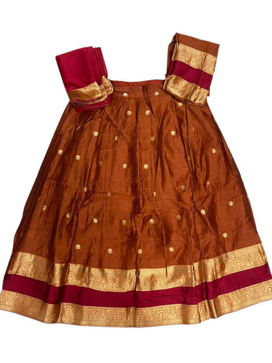 Kerala Southloom Semi UnStitched Kanchi Cotton Dhavani Set with Pavada and Blouse Piece SL585