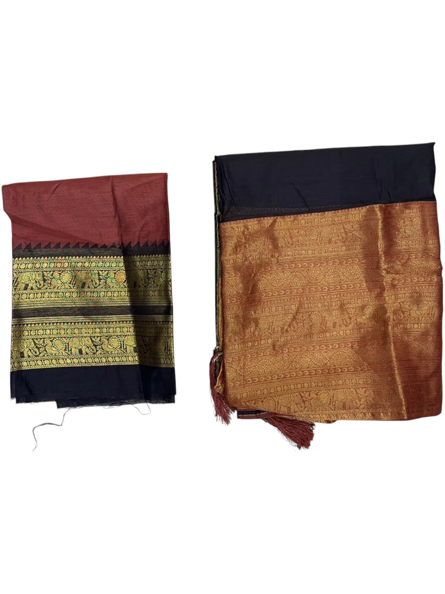 Kerala Southloom Semi UnStitched Kanchi Cotton Dhavani Set with Pavada and Blouse Piece In Cofee Brown SL585