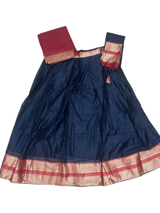 Kerala Southloom Semi UnStitched Kanchi Cotton Dhavani Set with Pavada and Blouse Piece SL585