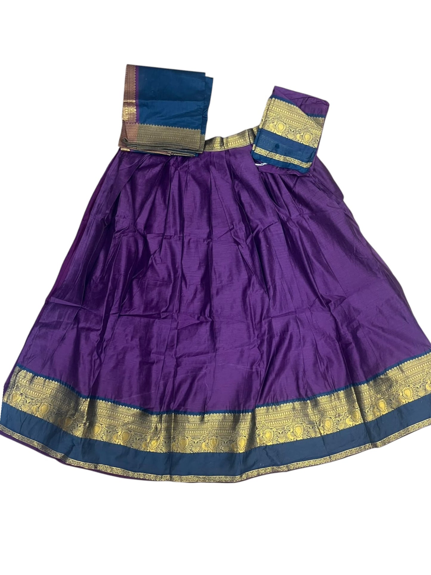 Kerala Southloom Semi UnStitched Kanchi Cotton Dhavani Set with Pavada and Blouse Piece SL585