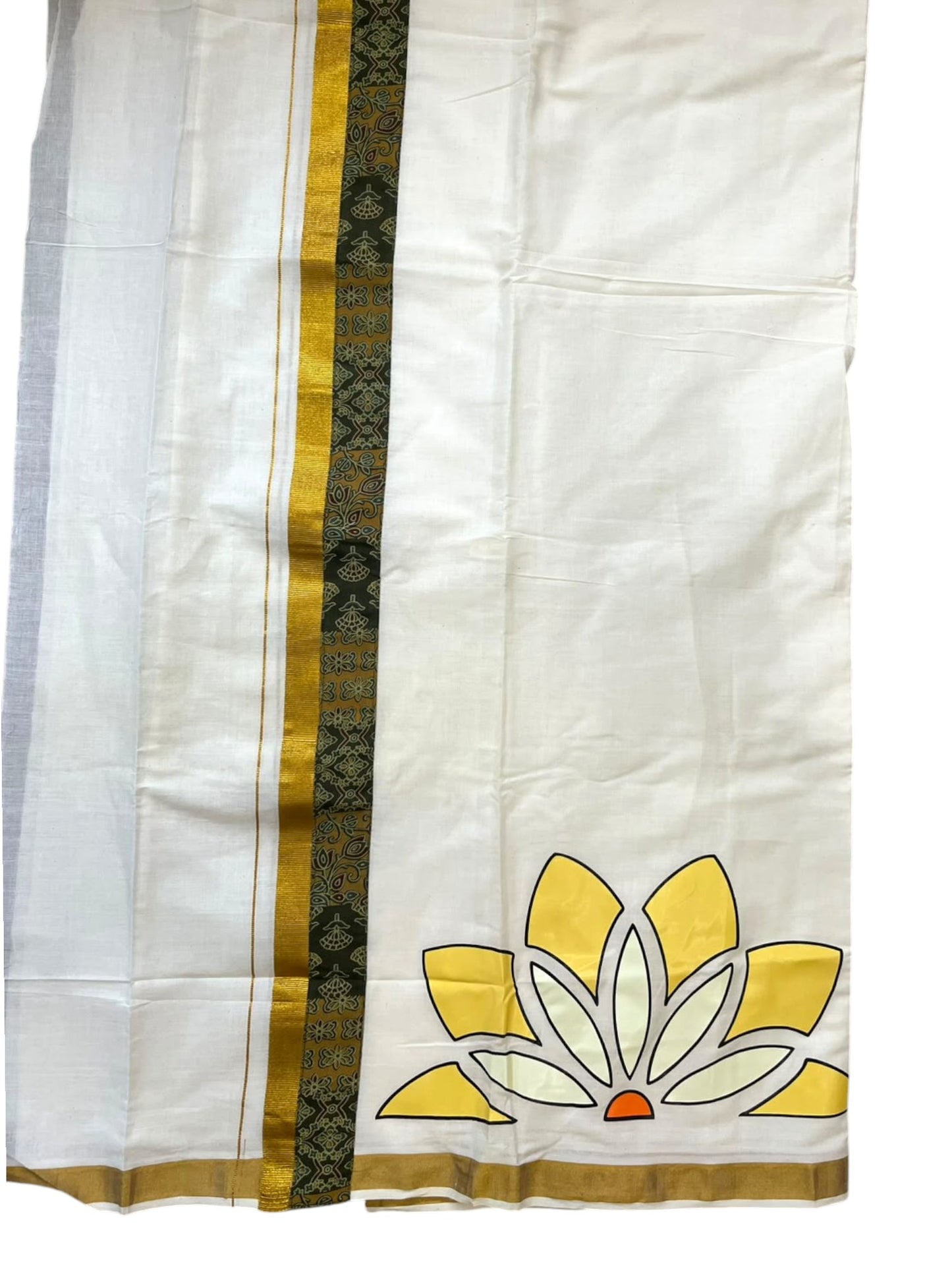 Southloom Cotton Ajrakh Printed Yellow Men's Combo (Shirt + Mundu) SLCOMBO SL579