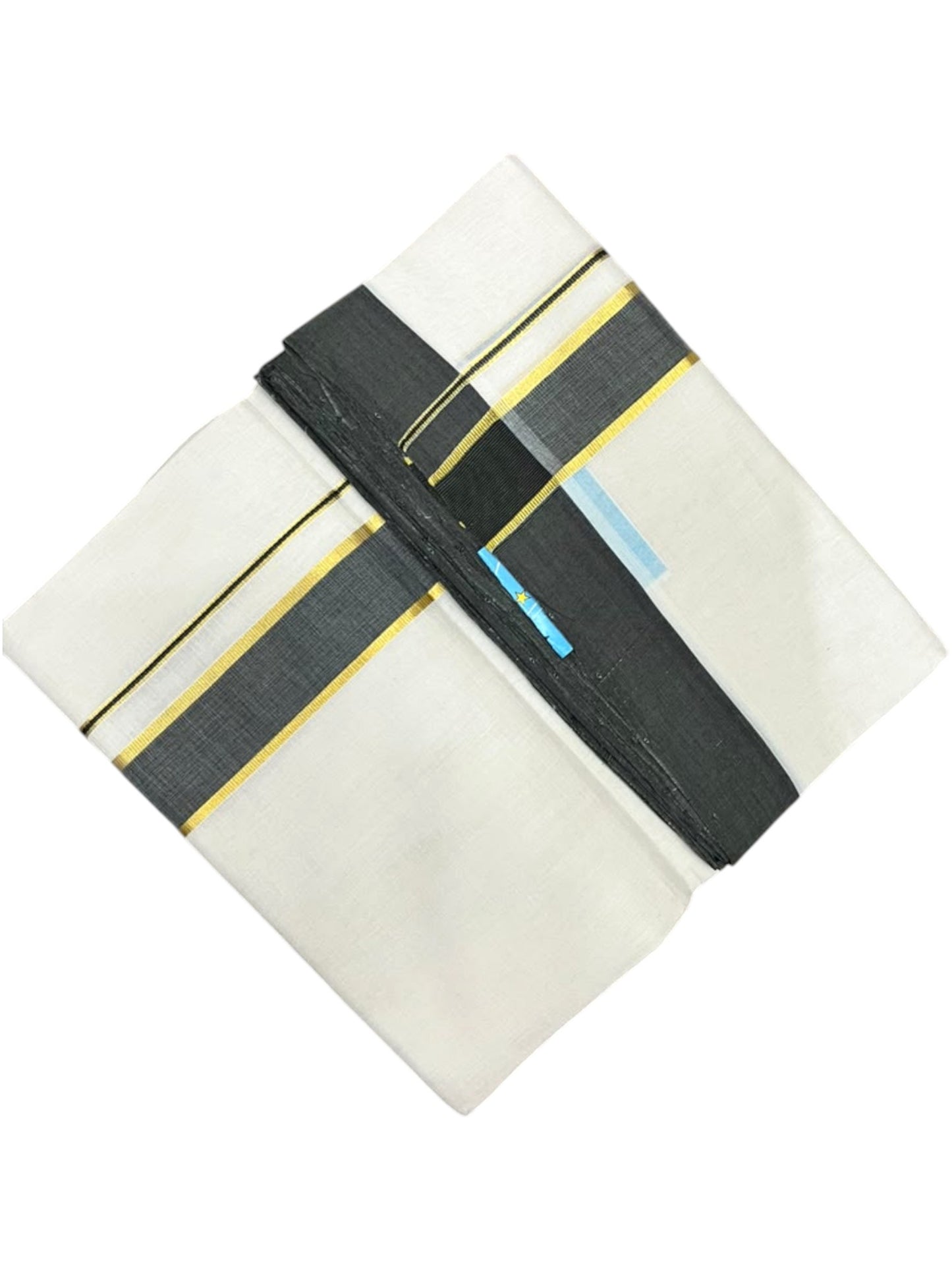 Southloom Balaramapuram Unakkupaavu Premium Handloom Cotton Double Mundu with Gold Kasavu and Black Border
