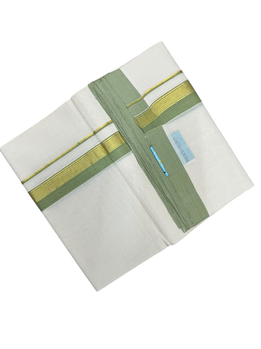 Southloom Balaramapuram Unakkupaavu Premium Handloom Cotton Double Mundu with Gold Kasavu and Border