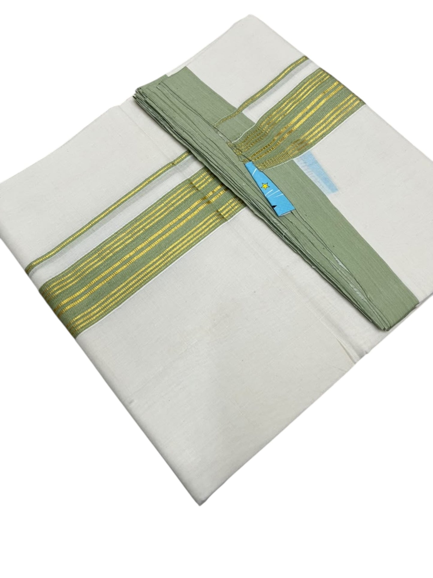 Southloom Balaramapuram Unakkupaavu Premium Handloom Cotton Double Mundu with Gold Kasavu and Border