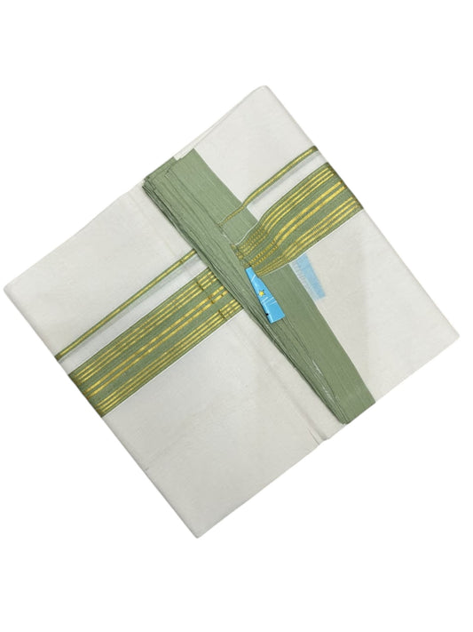 Southloom Balaramapuram Unakkupaavu Premium Handloom Cotton Double Mundu with Gold Kasavu and Border
