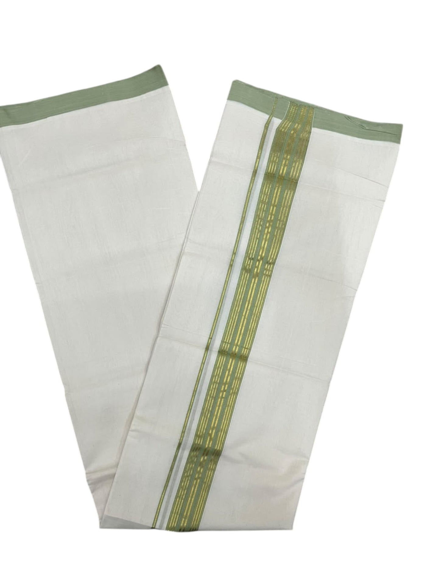 Southloom Balaramapuram Unakkupaavu Premium Handloom Cotton Double Mundu with Gold Kasavu and Border
