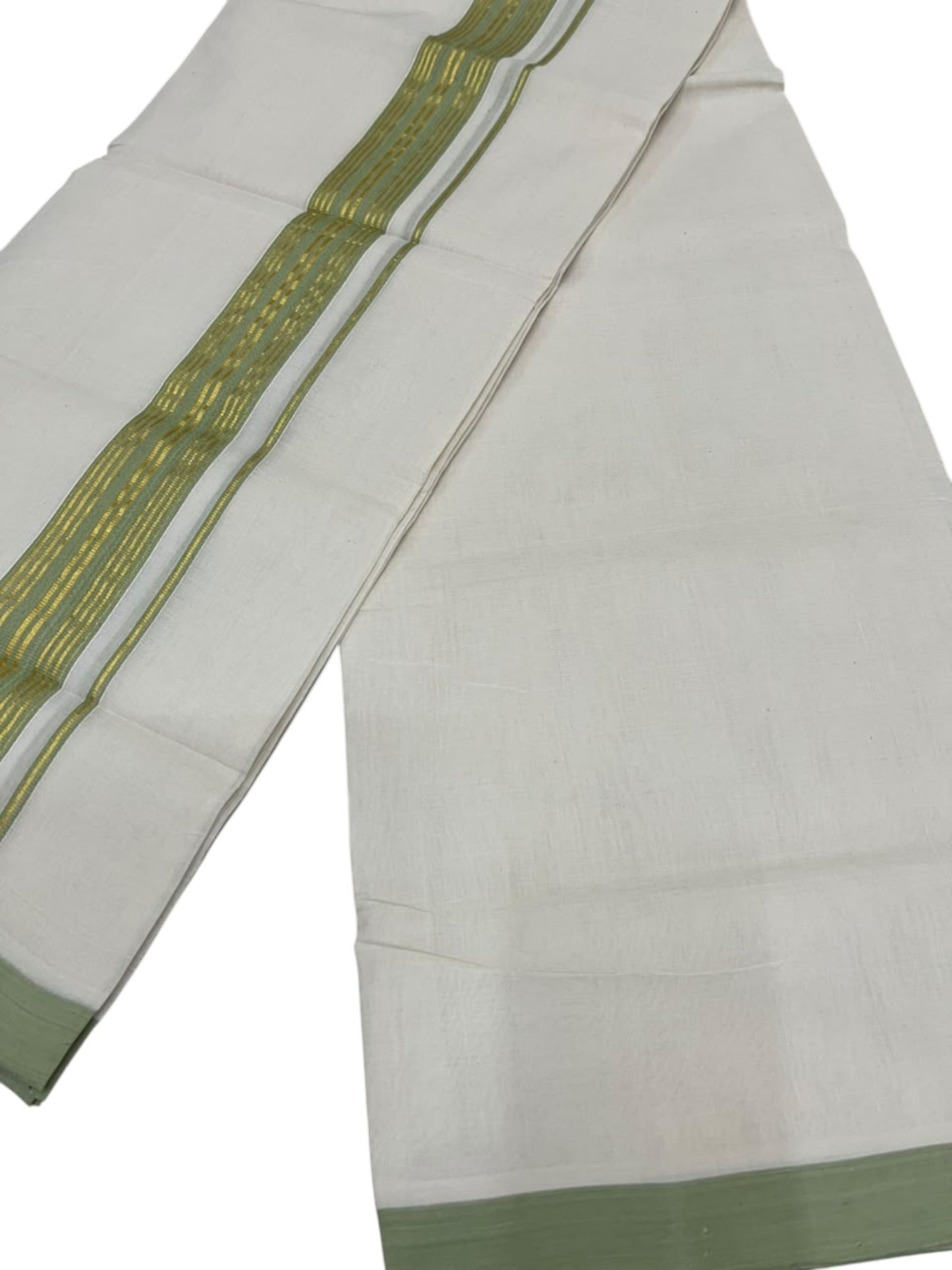 Southloom Balaramapuram Unakkupaavu Premium Handloom Cotton Double Mundu with Gold Kasavu and Border