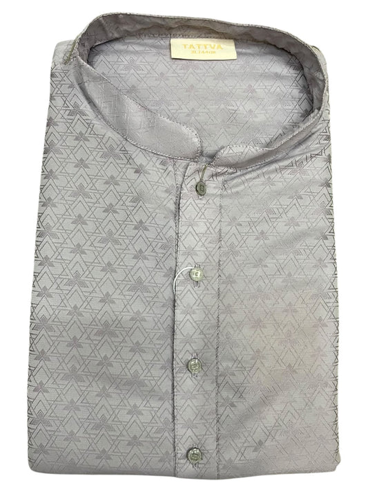 Southloom Grey Woven Patterns Semi Silk Long Kurta for Men SL591