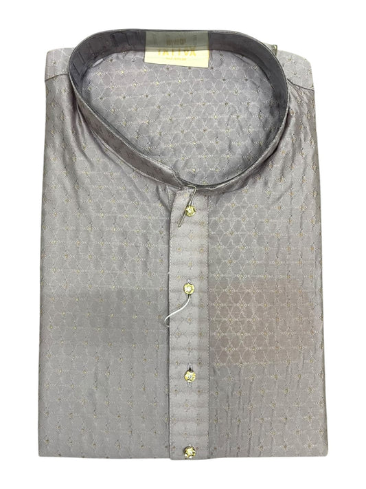 Southloom Grey Woven Patterns Semi Silk Long Kurta for Men SL591