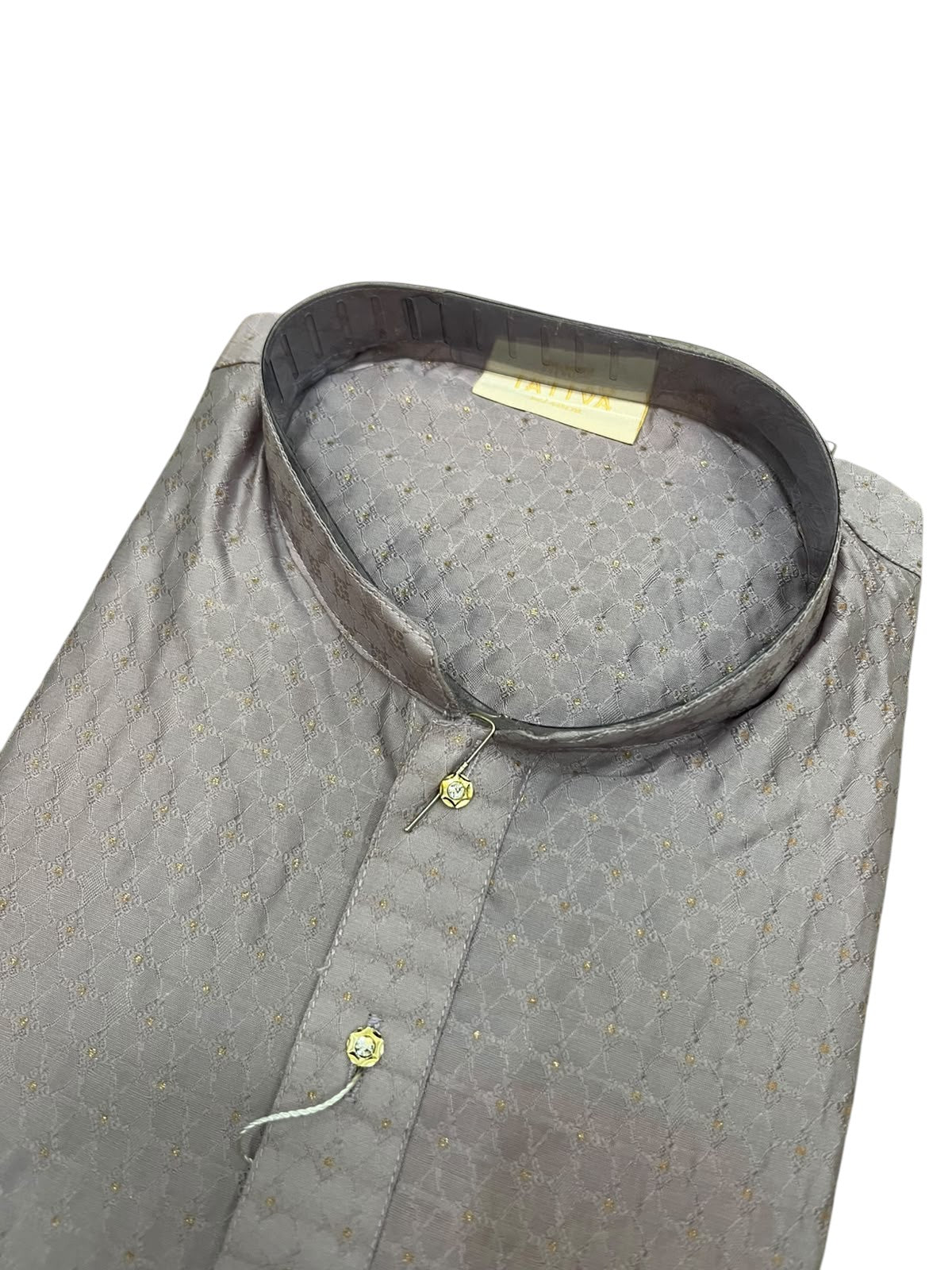 Southloom Grey Woven Patterns Semi Silk Long Kurta for Men SL591