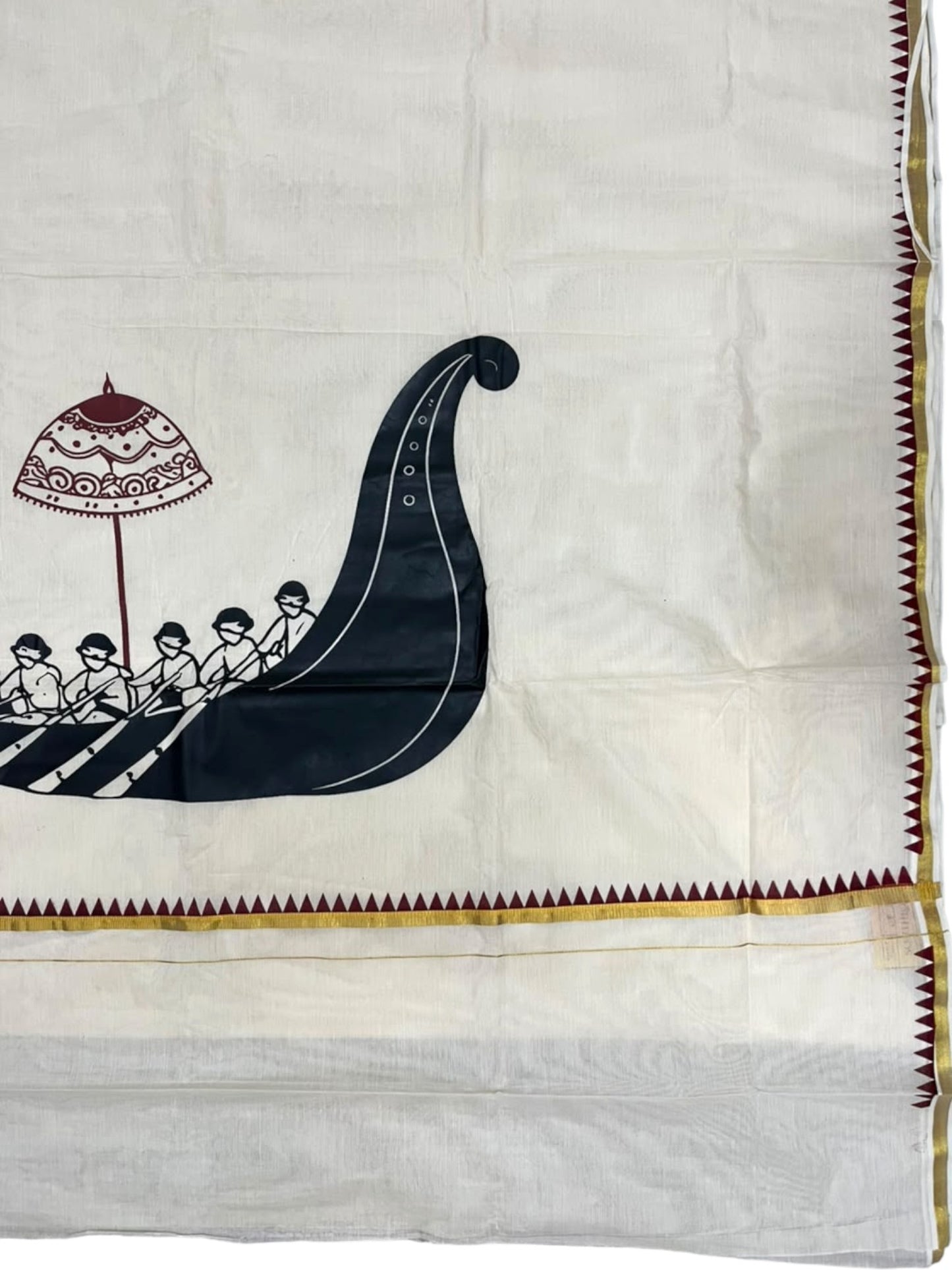 Southloom Pure Cotton Kerala Kasavu Saree with Digital & Temple Border SL592