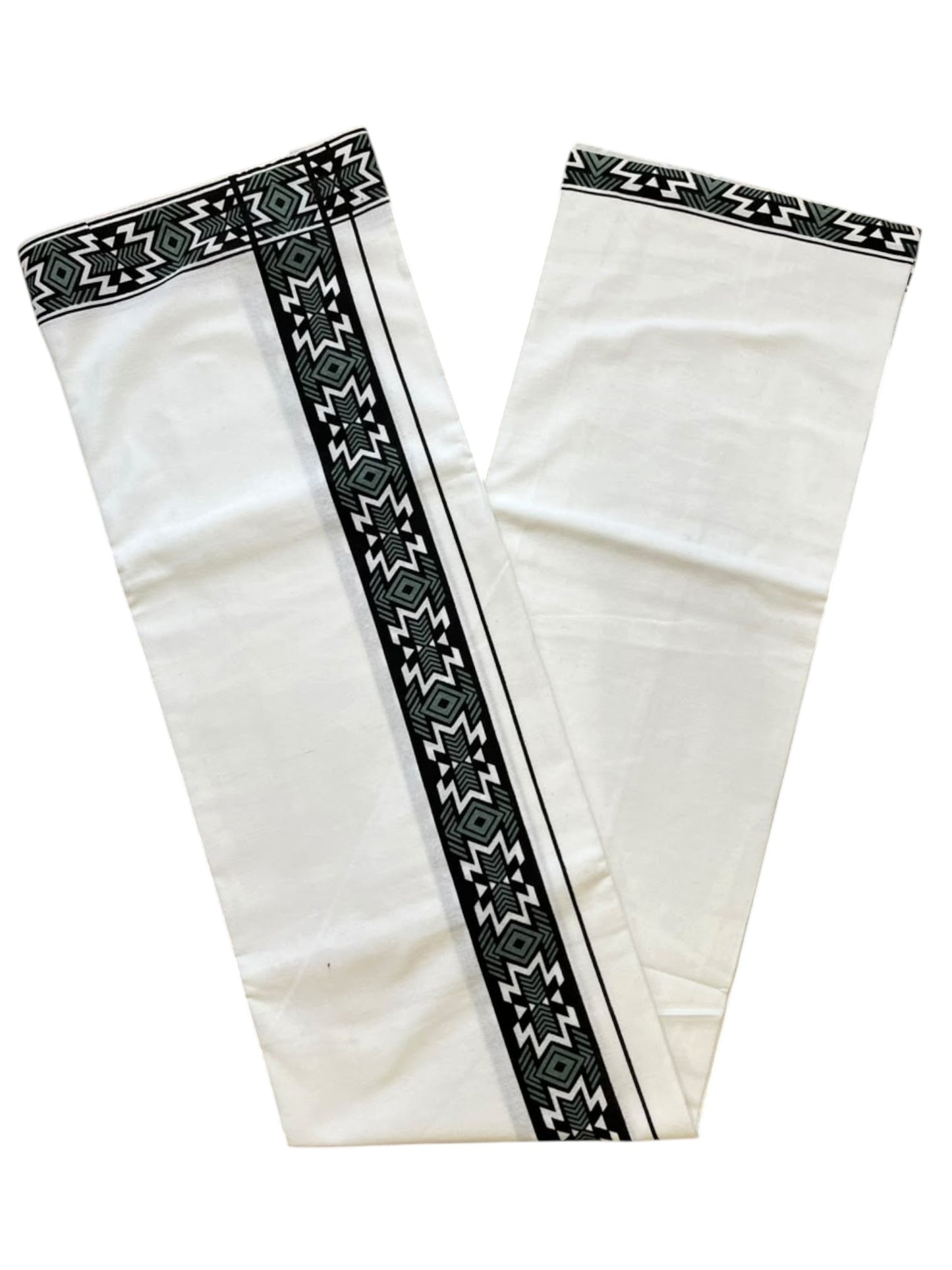 Southloom White Printed Single Mundu / Otta Mundu / Lungi (South Indian Kerala Dhoti)