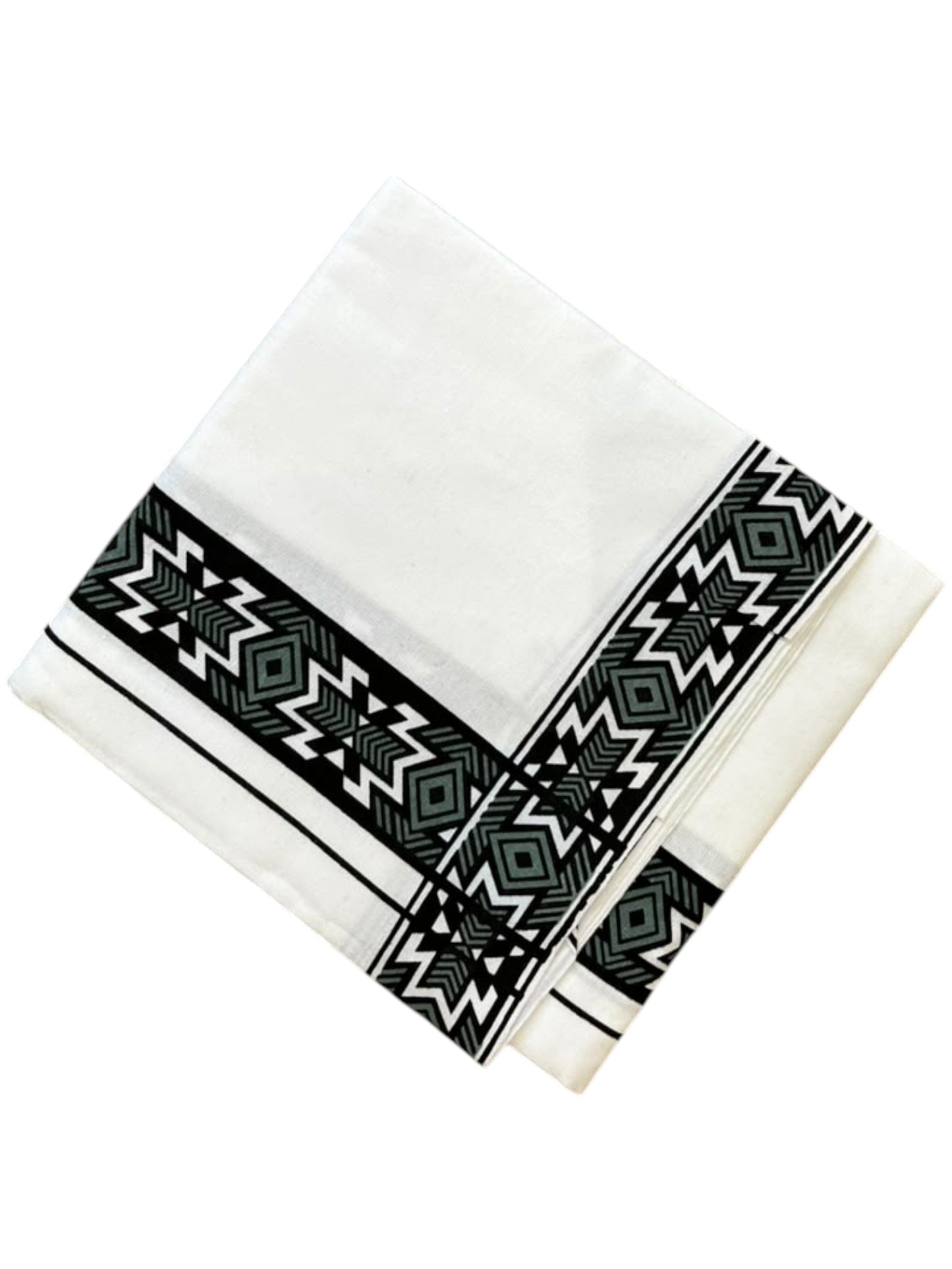 Southloom White Printed Single Mundu / Otta Mundu / Lungi (South Indian Kerala Dhoti)